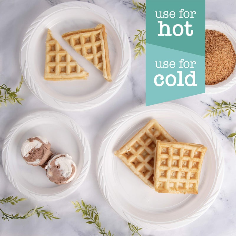 PLASTICPRO 100 Count Disposable 7 Inch White Plastic Plates - Image 3